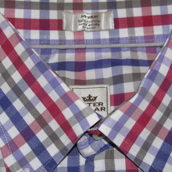 Peter Millar Men's Sz Medium 100% Cotton Plaid Long Sleeve Button Shirt - Picture 3 of 5